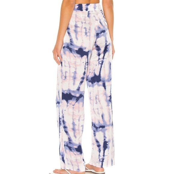 Superdown NWT Nicky Pant Tie Dye Blue Multi Tie Waist Wide Leg Pant - Size M - Picture 2 of 13